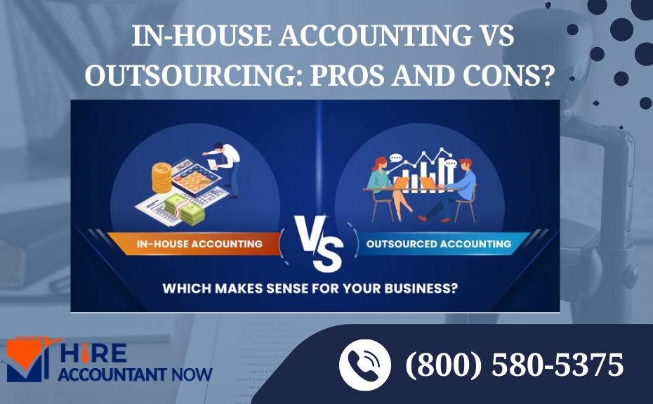 Image describe all about 'In-house accounting vs Outsourcing